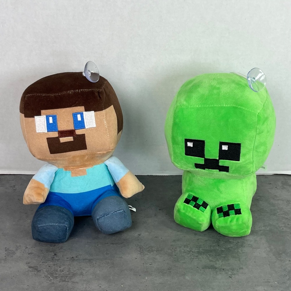 Minecraft Steve and Creeper Plush Toy Set Stuffed Animal 2 Pack Window Hangers